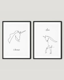 2-prints-one-line-unicorn-frame